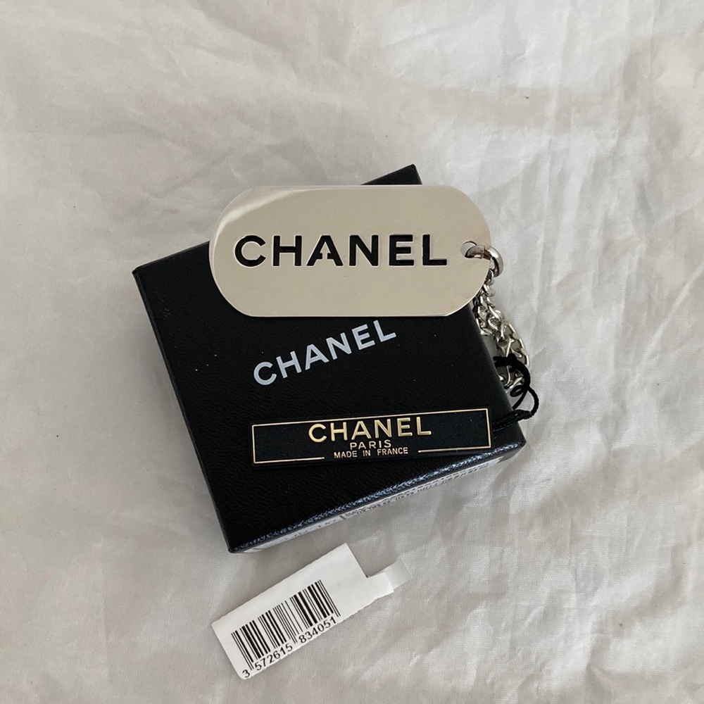 Chanel Vintage Logo ID Dog Tag Charm
